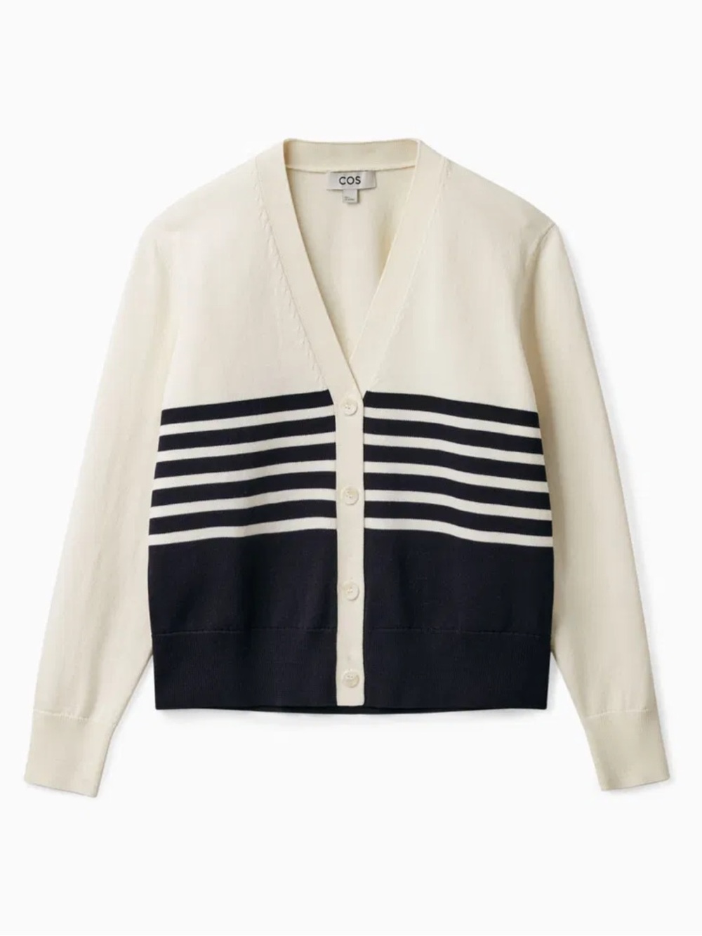 COS Striped Cardigan Button up Navy Size Small